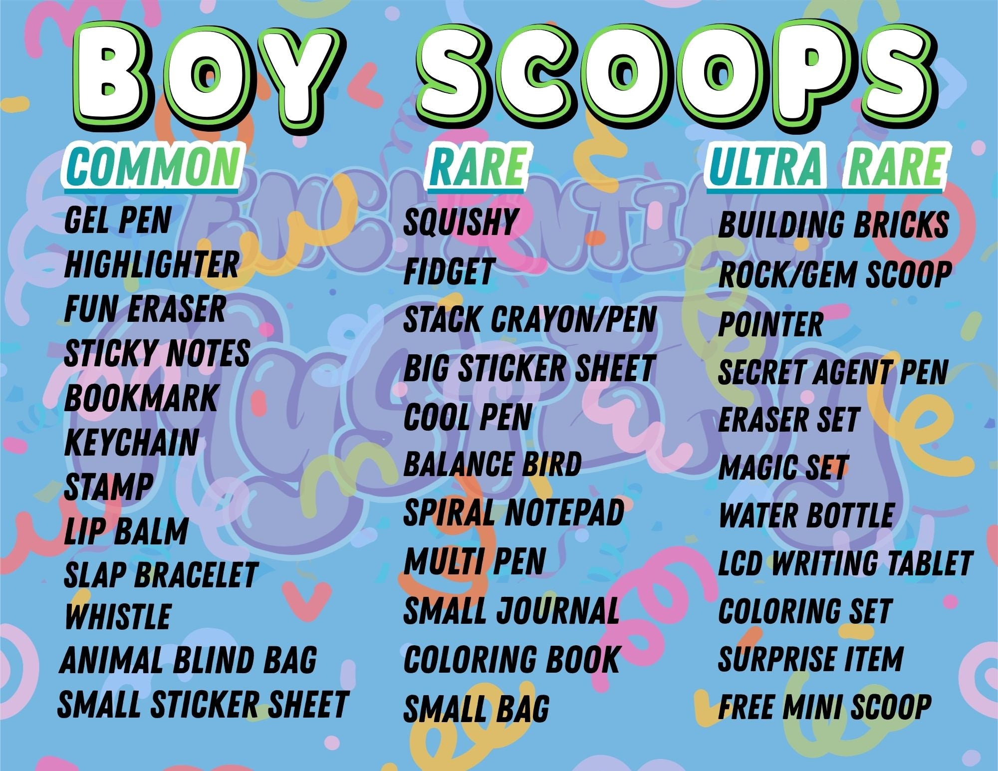 BOY MYSTERY KIDS SCOOPS